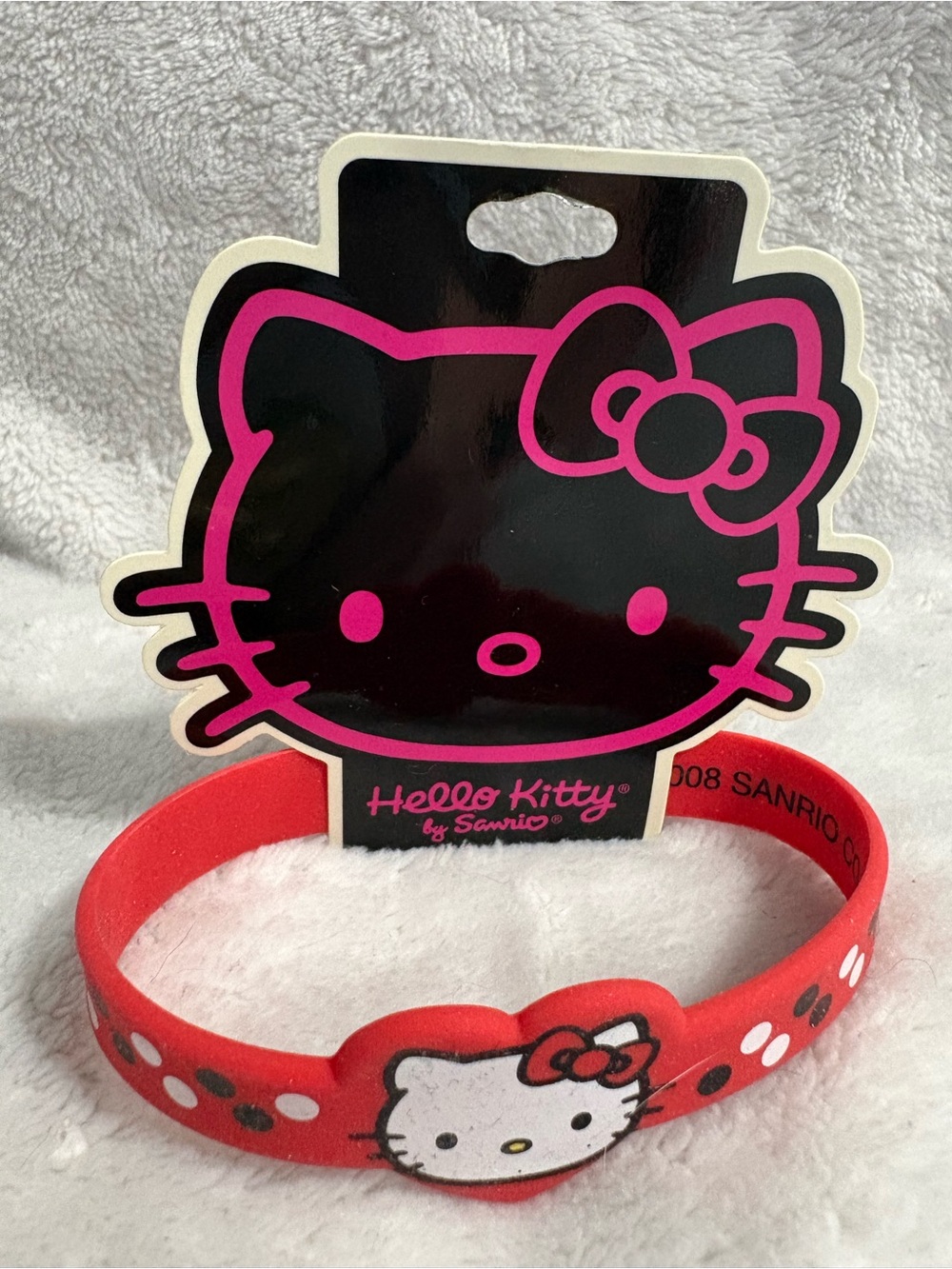 NWT Vintage Y2K Hello Kitty Pink and Red Silicone Wristband